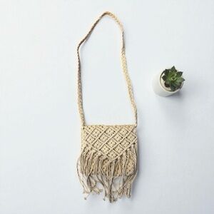 Cream Fringe Crossbody Bag